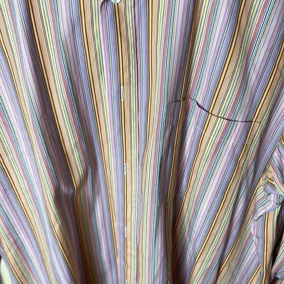 Bugatchi Uomo Striped Pink Multi Color Size XL Shirt - Picture 2 of 11